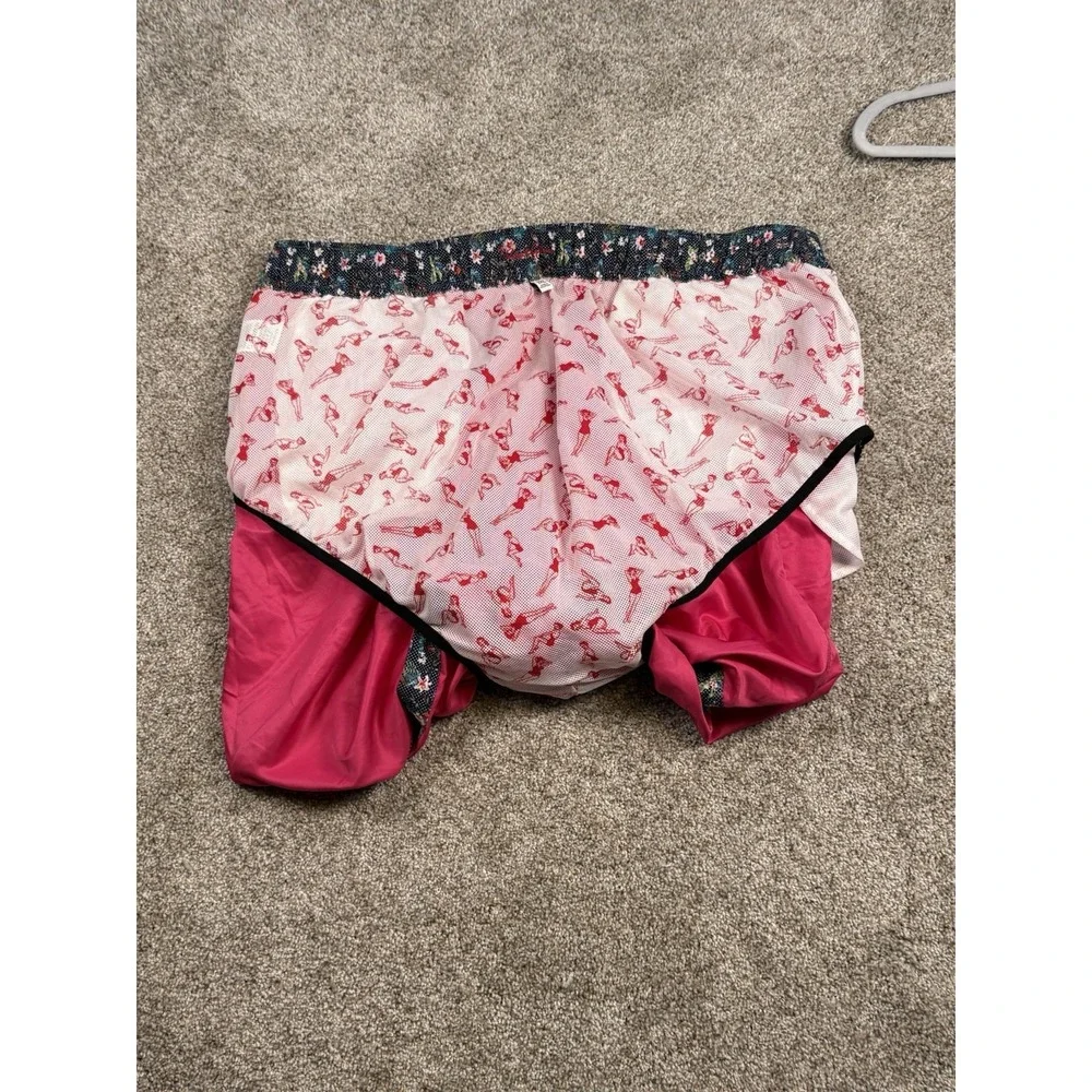Robert Graham Mens 2XL Swim Trunks Shorts Pink Floral Trim Mesh Lined Pocket Zip